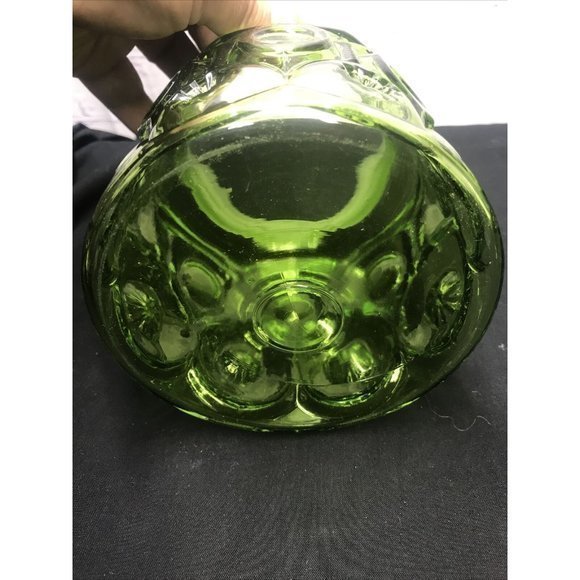 Vtg LE Smith MOON & STARS Green CANISTER / APOTHCARY JAR Glass 5 1/4” No Lid - Picture 4 of 6